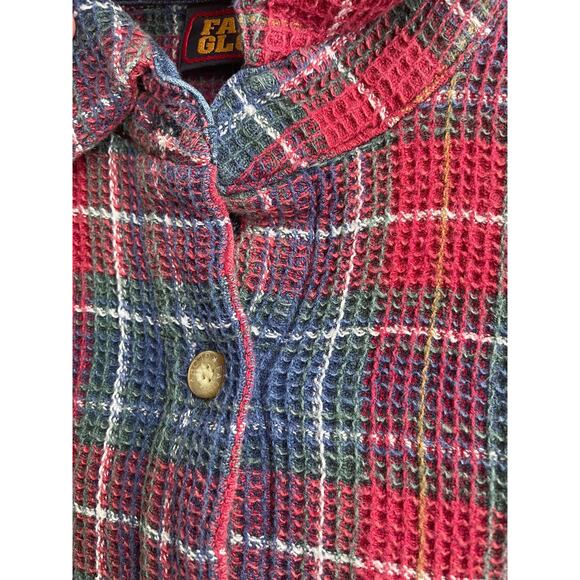 90's vintage textured plaid flannel button up collared long sleeve blouse LARGE - Picture 9 of 9